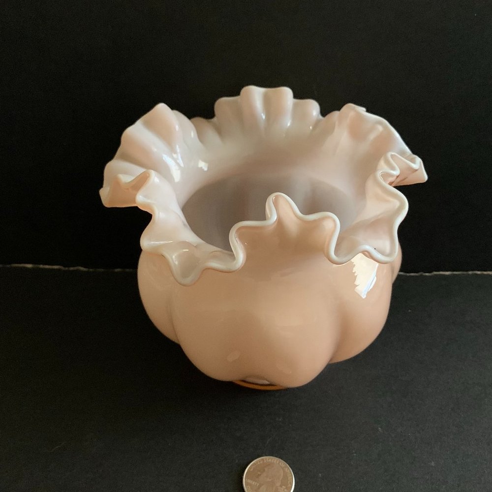 Fenton Pink Ruffled Vase
